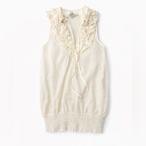 Charlotte Russe Ruffled Sleeveless Cream Blouse